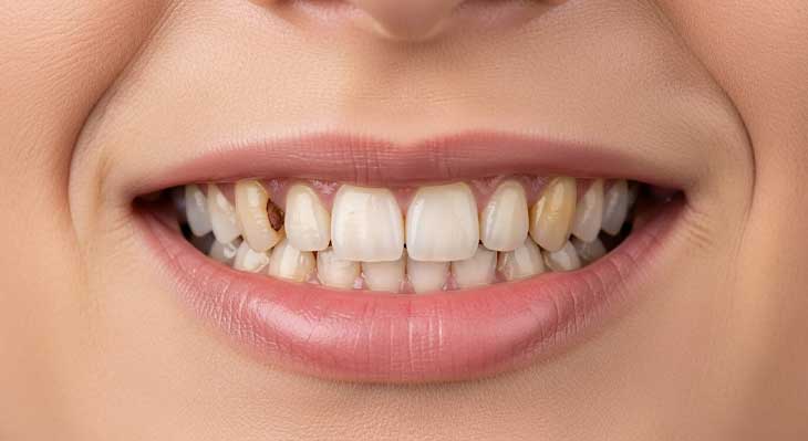 فرق پوسیدگی و تغییر رنگ دندان